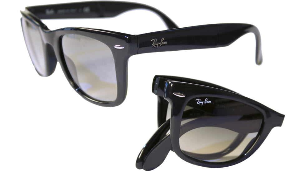 Ray-Ban Folding Wayfarer RB4105 Sunglasses with No-Line Progressive Rx Prescription Lenses RB4105-601S68-5022 - Lens Diameter 50 mm, Frame Color Matte Black