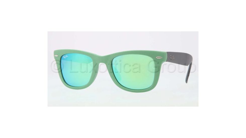 Ray-Ban Folding Wayfarer Sunglasses RB4105 602119-5420 - Matte Green Frame, Crystal Green/Green Mirror Lenses
