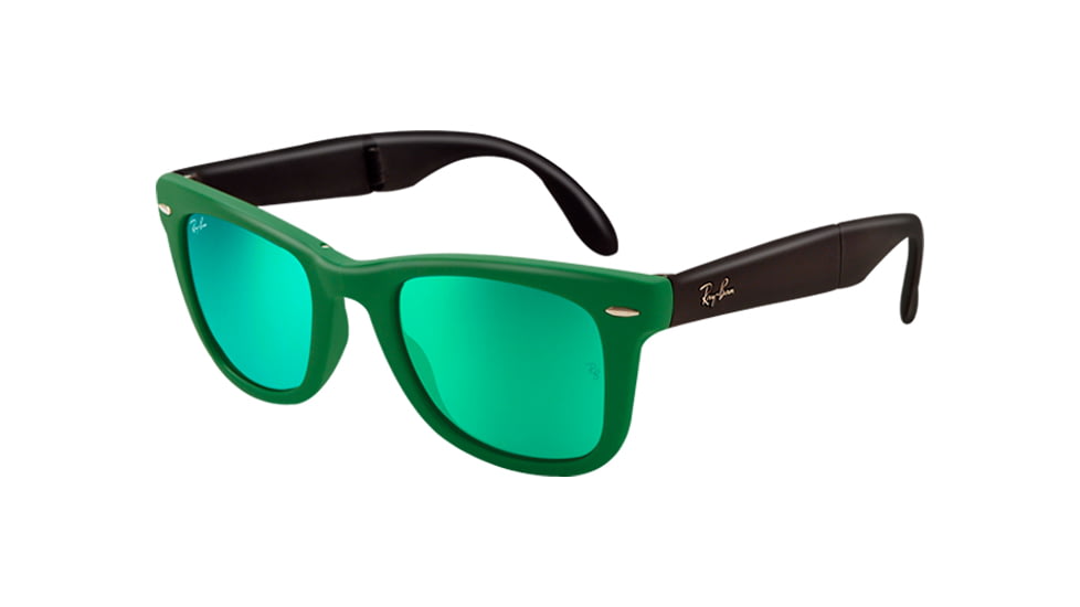 Ray-Ban Folding Wayfarer Sunglasses RB4105 602119-5420 - Matte Green Frame, Crystal Green/Green Mirror Lenses