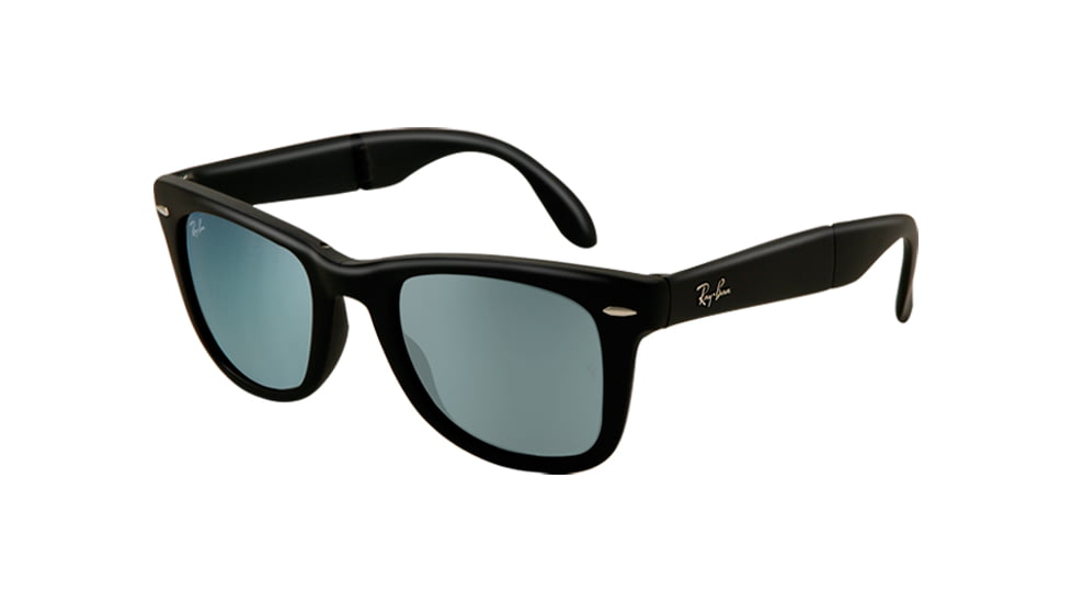 Ray-Ban Folding Wayfarer Sunglasses RB4105 602230-5420 - Matte Grey Frame, Green/Silver Mirror Lenses