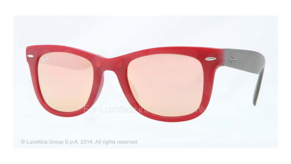 Ray-Ban Folding Wayfarer Sunglasses RB4105 6050Z2-50 - Matte Red Frame, Brown Mirror Pink Lenses