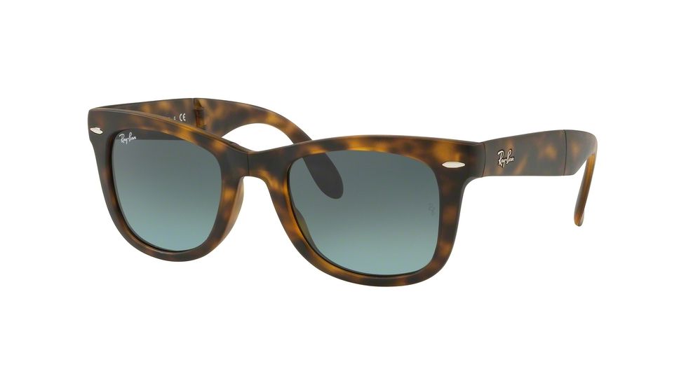Ray-Ban Folding Wayfarer Sunglasses RB4105 894/3M-50 - Matte Havana Frame, Blue Gradient Grey Lenses