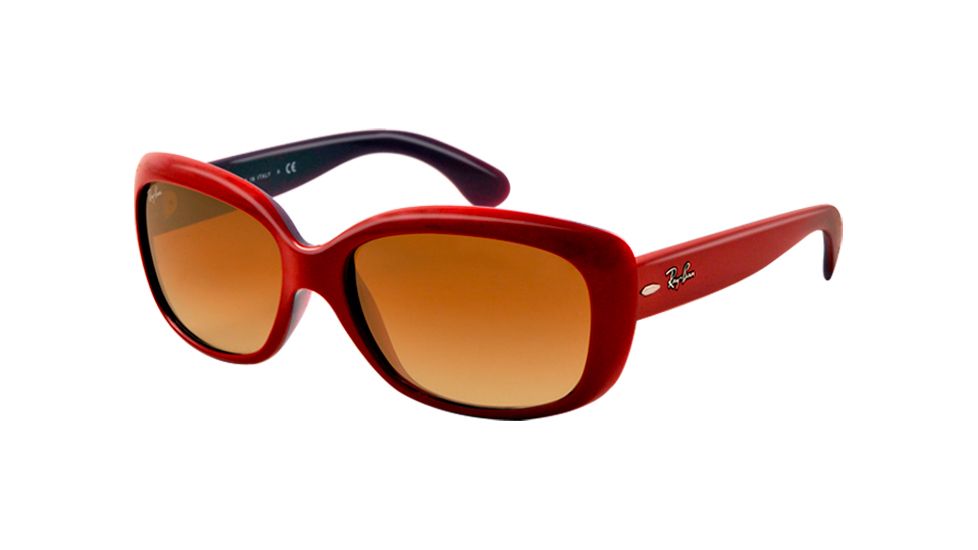 Ray-Ban Jackie OHH RB4101 Sunglasses with No-Line Progressive Rx Prescription Lenses RB4101-603885-58 - Lens Diameter 58 mm, Lens Diameter 58 mm, Frame Color Opal Violet Top Red