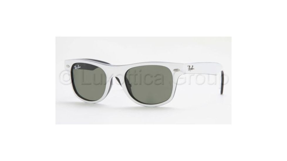 Ray-Ban Junior RJ 9035S Sunglasses Styles - Top White On Black Frame / Gray Green Lenses, 163-71-4417