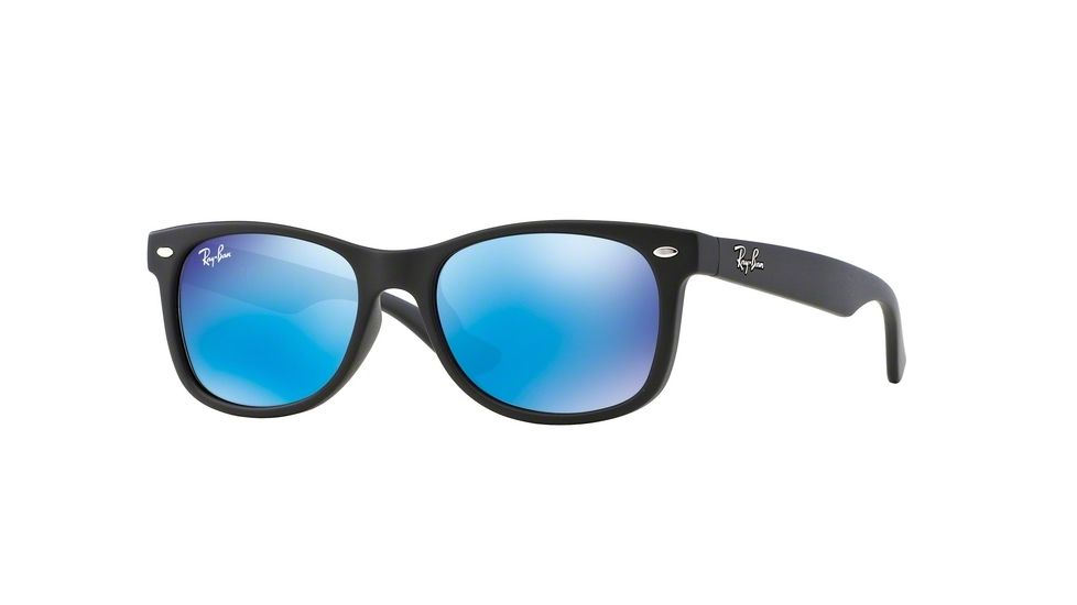 Ray-Ban Junior RJ9052S Sunglasses 100S55-48 - Matte Black Frame, Blue Mirror Lenses