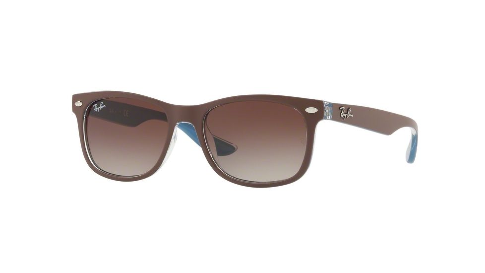 Ray-Ban Junior RJ9052S Sunglasses 703513-47 - Top Matte Brown On Blue Frame, Brown Gradient Dark Brown Lenses