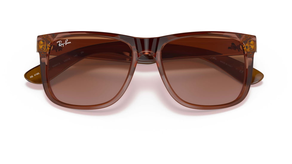 Ray-Ban Justin Sunglasses - Mens, Gradient Brown Lenses, Transparent Light Brown Frame, 51, RB4165-659413-51