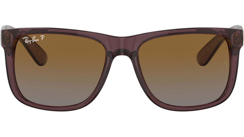 Ray-Ban Justin Sunglasses - Mens, Gradient Brown Polarized Lenses, Transparent Dark Brown Frame, 51, RB4165-6597T5-51