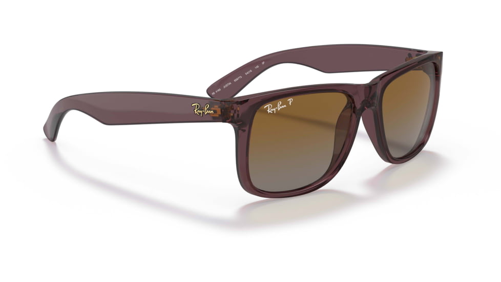 Ray-Ban Justin Sunglasses - Mens, Gradient Brown Polarized Lenses, Transparent Dark Brown Frame, 51, RB4165-6597T5-51