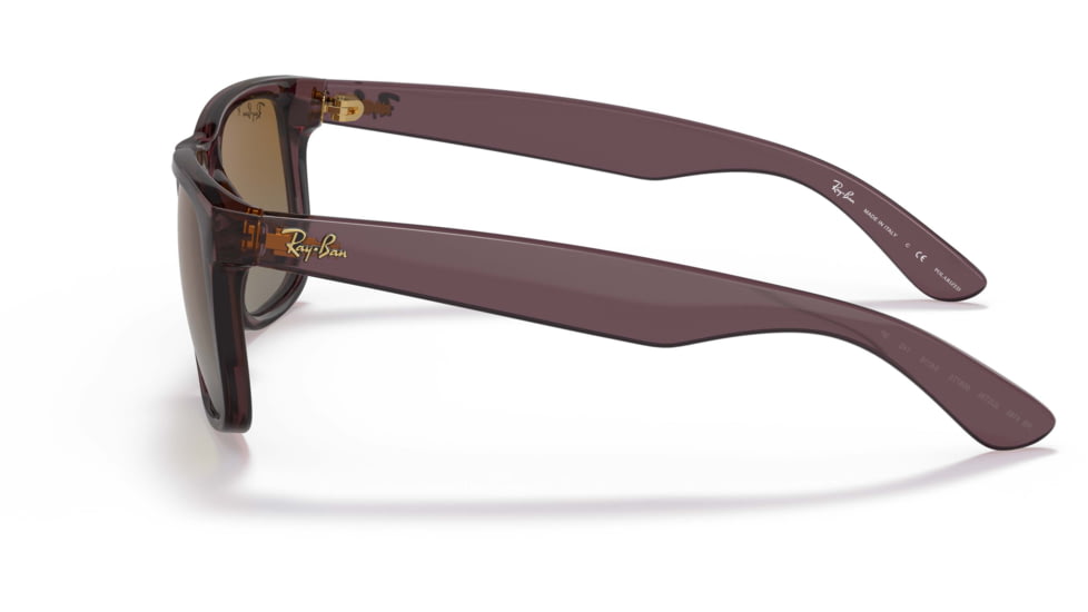 Ray-Ban Justin Sunglasses - Mens, Gradient Brown Polarized Lenses, Transparent Dark Brown Frame, 51, RB4165-6597T5-51