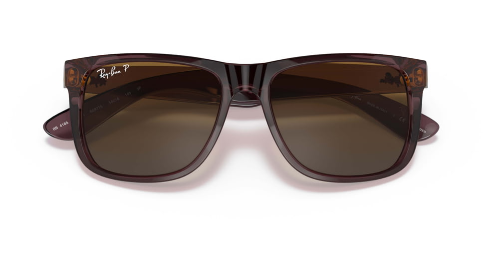 Ray-Ban Justin Sunglasses - Mens, Gradient Brown Polarized Lenses, Transparent Dark Brown Frame, 51, RB4165-6597T5-51