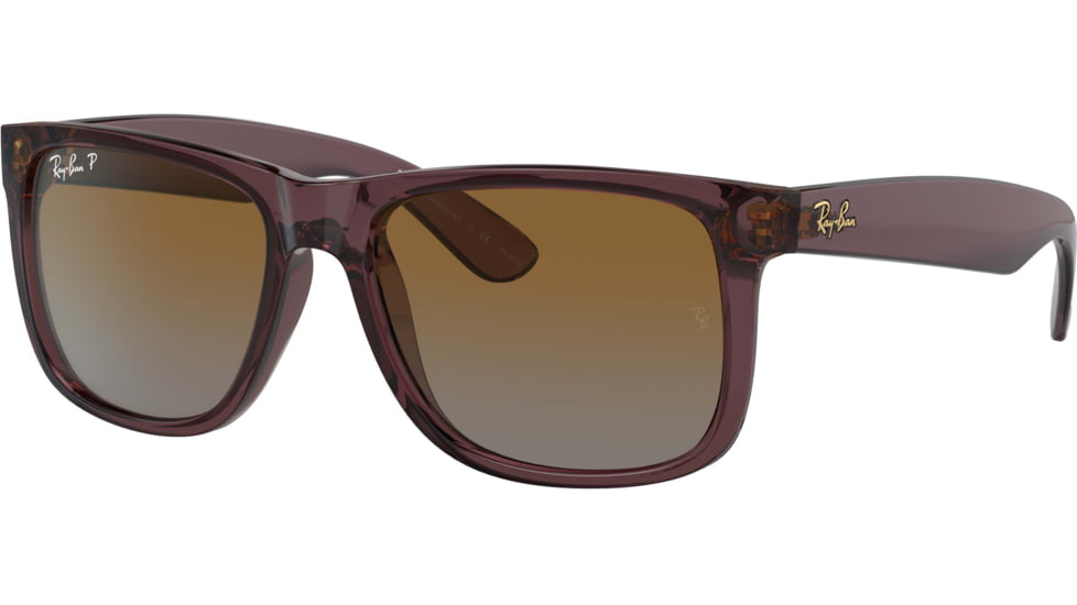 Ray-Ban Justin Sunglasses - Mens, Gradient Brown Polarized Lenses, Transparent Dark Brown Frame, 51, RB4165-6597T5-51