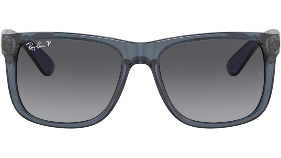 Ray-Ban Justin Sunglasses - Mens, Grey Gradient Polarized Lenses, Transparent Blue Frame, 51, RB4165-6596T3-51