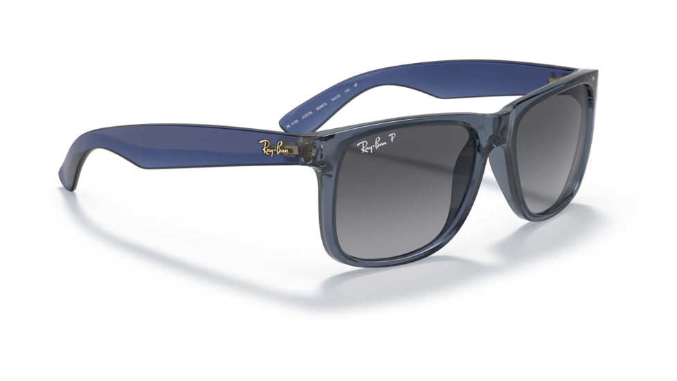 Ray-Ban Justin Sunglasses - Mens, Grey Gradient Polarized Lenses, Transparent Blue Frame, 51, RB4165-6596T3-51