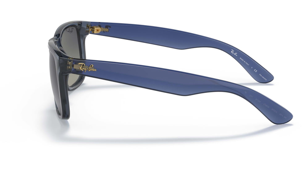 Ray-Ban Justin Sunglasses - Mens, Grey Gradient Polarized Lenses, Transparent Blue Frame, 51, RB4165-6596T3-51