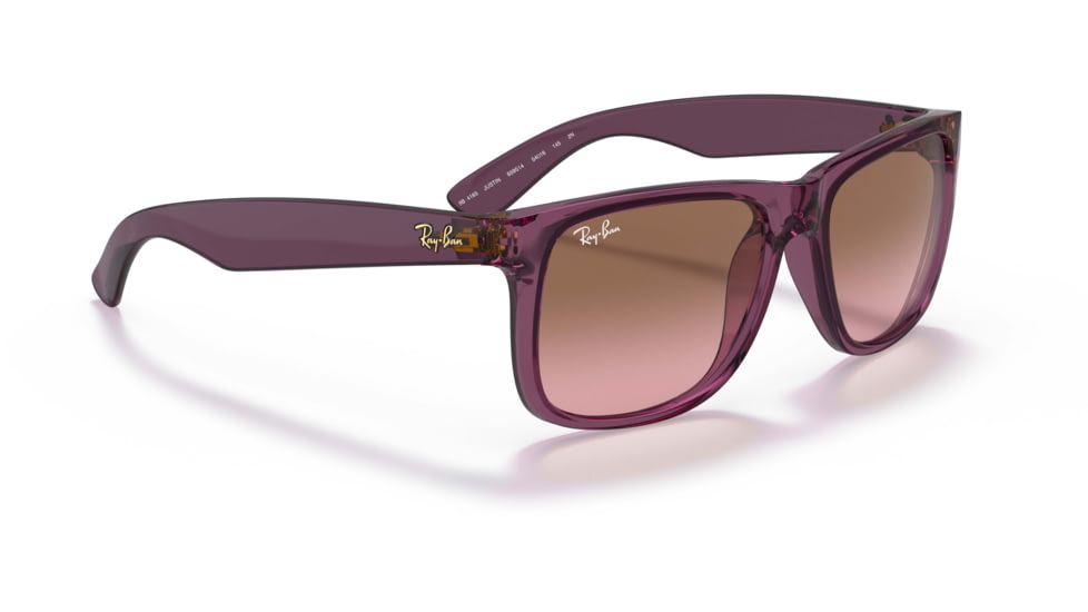 Ray-Ban Justin Sunglasses - Mens, Pink Gradient Brown Lenses, Transparent Violet Frame, 55, RB4165-659514-55