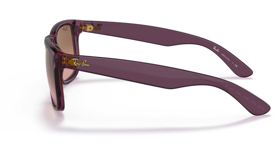 Ray-Ban Justin Sunglasses - Mens, Pink Gradient Brown Lenses, Transparent Violet Frame, 55, RB4165-659514-55