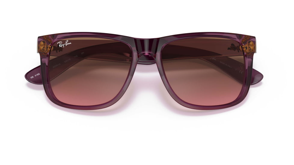 Ray-Ban Justin Sunglasses - Mens, Pink Gradient Brown Lenses, Transparent Violet Frame, 55, RB4165-659514-55
