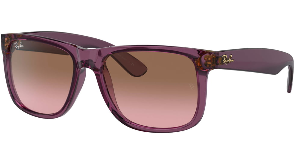 Ray-Ban Justin Sunglasses - Mens, Pink Gradient Brown Lenses, Transparent Violet Frame, 55, RB4165-659514-55
