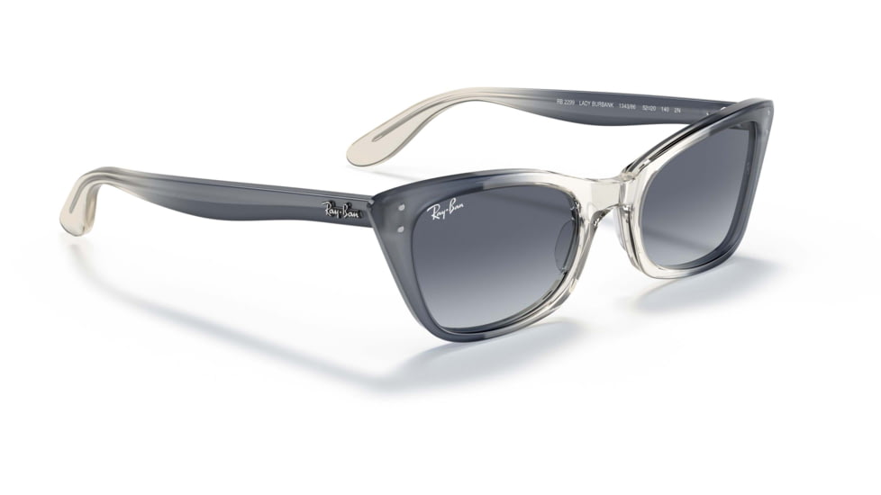 Ray-Ban Lady Burbank RB2299 Sunglasses, Blue Gradient Grey Lenses, Transparent Blue, 52, RB2299-134386-52