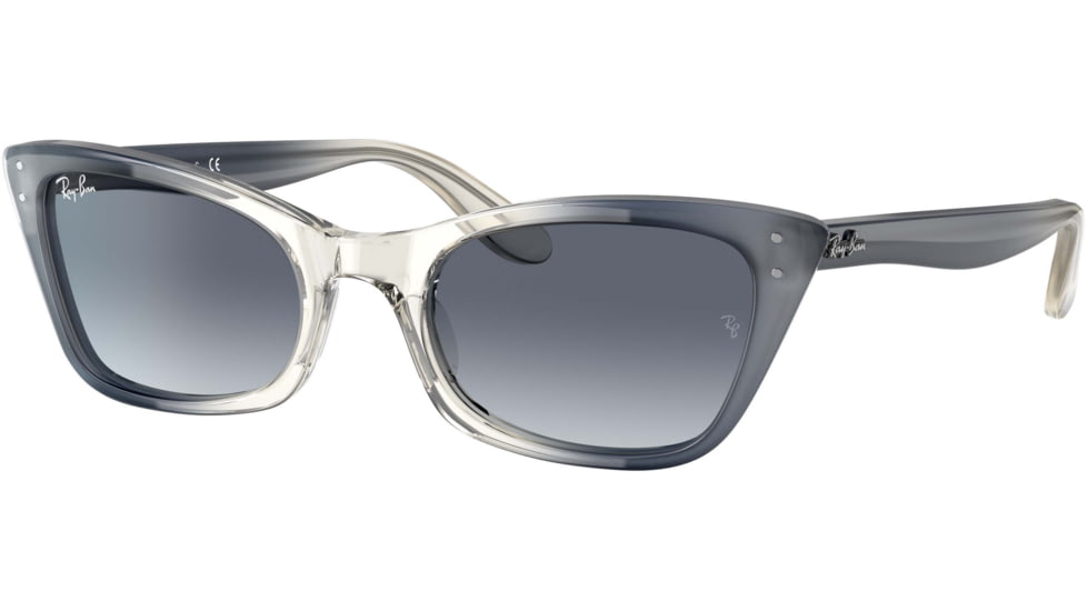 Ray-Ban Lady Burbank RB2299 Sunglasses, Blue Gradient Grey Lenses, Transparent Blue, 52, RB2299-134386-52