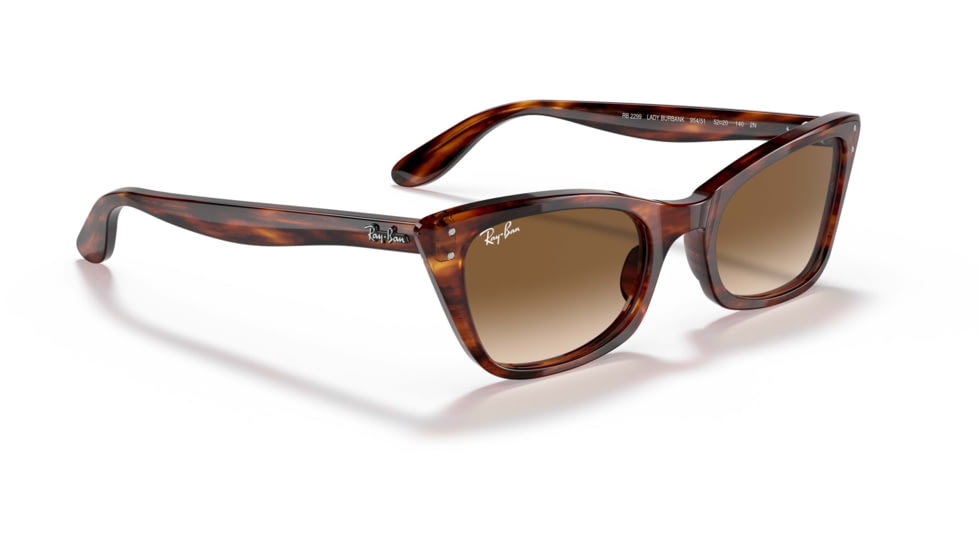 Ray-Ban Lady Burbank RB2299 Sunglasses, Clear Gradient Brown Lenses, Striped Havana, 52, RB2299-954-51-52