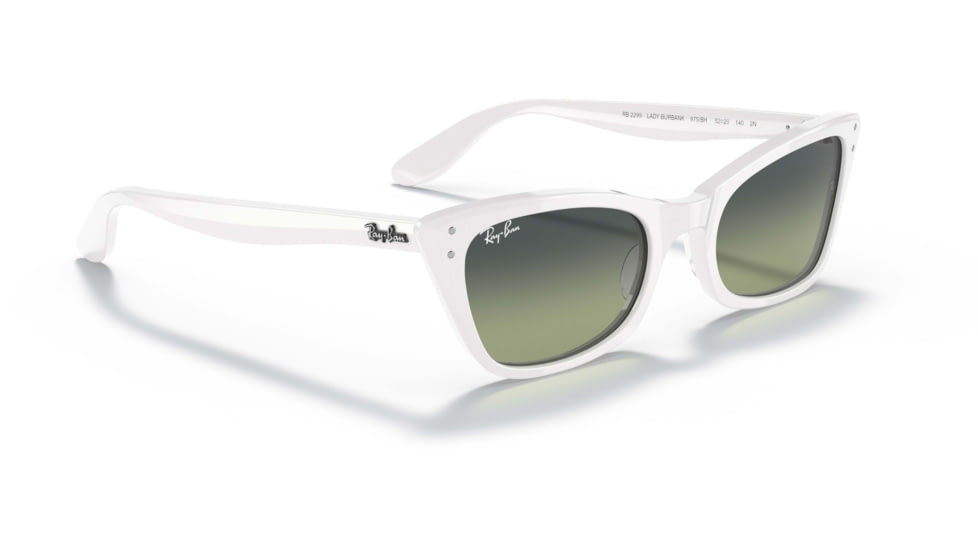 Ray-Ban Lady Burbank RB2299 Sunglasses, Green Vintage Lenses, White, 52, RB2299-975-BH-52