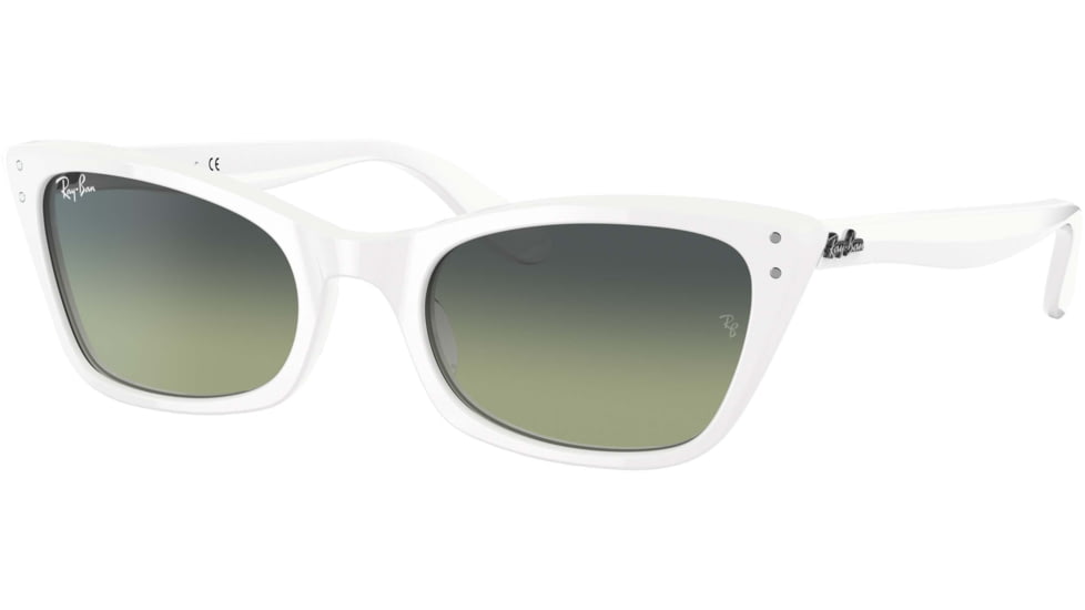 Ray-Ban Lady Burbank RB2299 Sunglasses, Green Vintage Lenses, White, 52, RB2299-975-BH-52