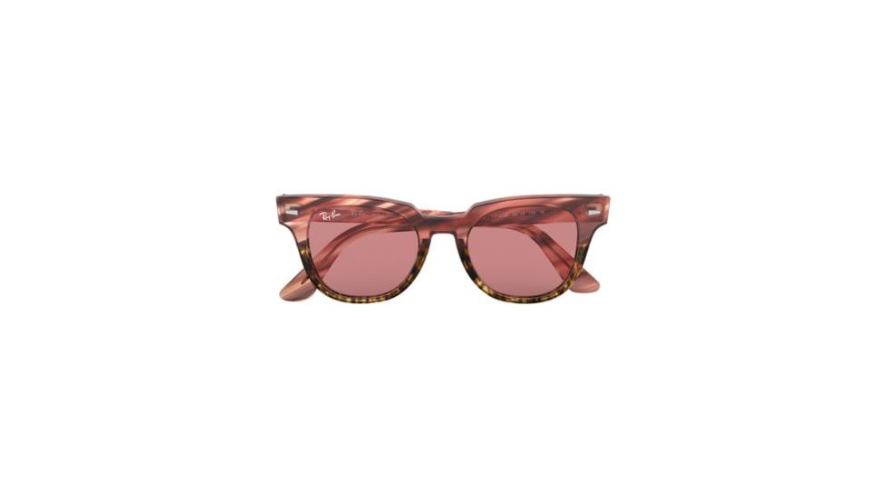 Ray-Ban METEOR RB2168 Progressive Prescription Sunglasses, 50mm, Pink Gradient/Beige Striped, RB2168-1253U0-50-PRO