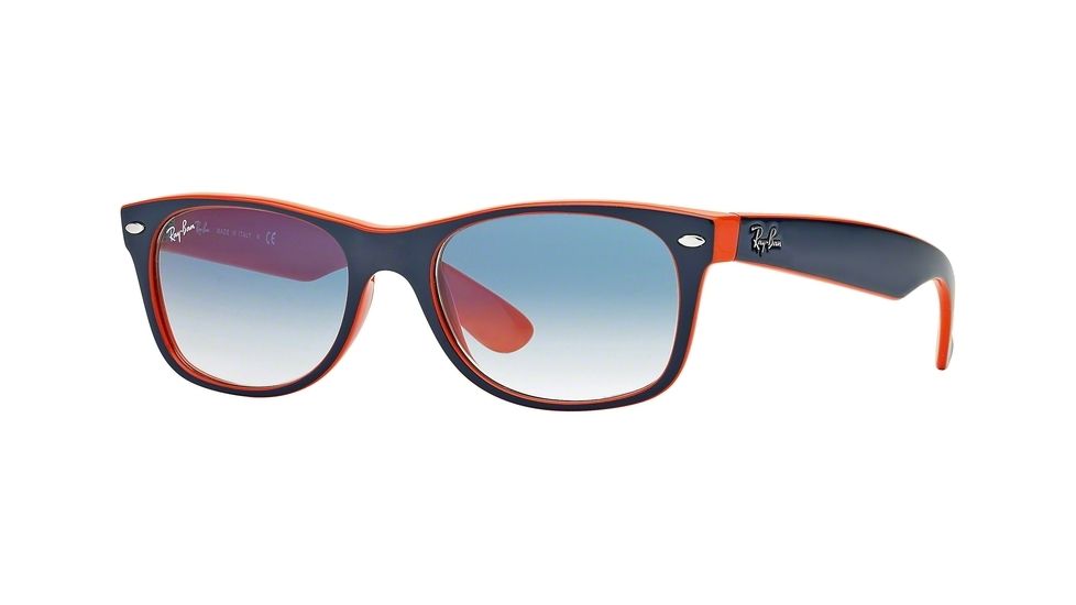 Ray-Ban New Wayfarer Bifocal Sunglasses RB2132 with Lined Bi-Focal Rx Prescription Lenses RB2132-789-3F-5218 - Lens Diameter: 52 mm, Frame Color: Top Blue-Orange
