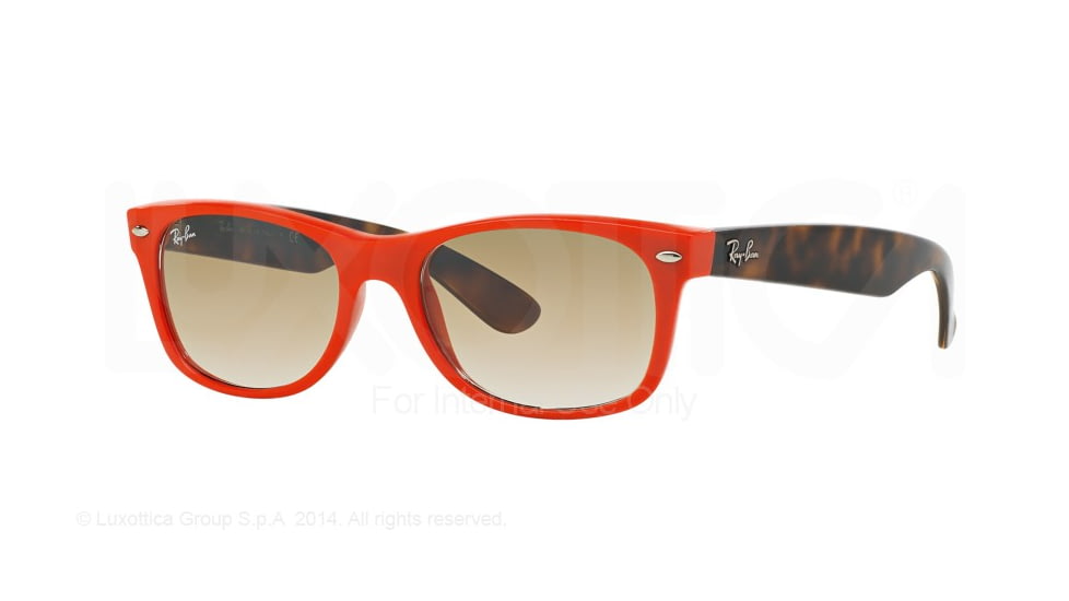 Ray-Ban New Wayfarer Bifocal Sunglasses RB2132 with Lined Bi-Focal Rx Prescription Lenses RB2132-815-51-52 - Lens Diameter 52 mm, Frame Color Orange