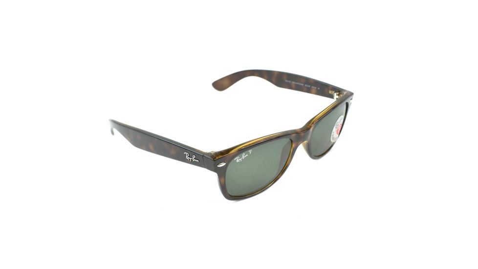 Ray-Ban New Wayfarer Sunglasses, 52mm, Tortoise Frm, Green Crystal Lens, Polrizd 902-58-5218