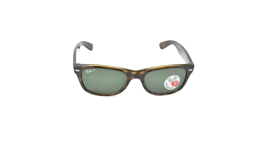 Ray-Ban New Wayfarer Sunglasses, 52mm, Tortoise Frm, Green Crystal Lens, Polrizd 902-58-5218