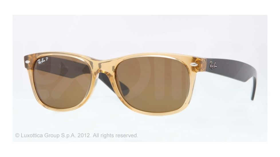 Ray-Ban New Wayfarer Sunglasses, 55mm, Honey Frame, Brown Crystal Lens, Polarized 945-57-5518