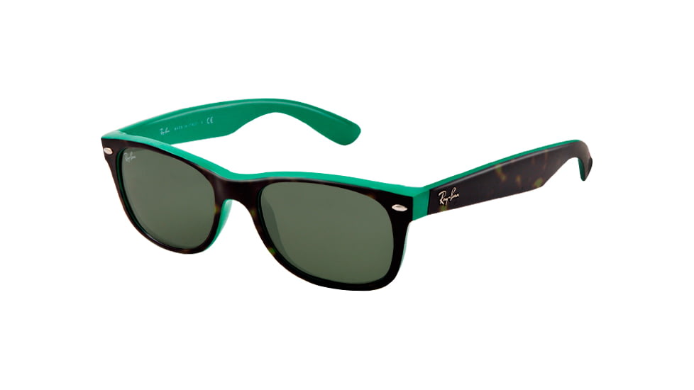 Ray-Ban New Wayfarer Bifocal Sunglasses RB2132 with Lined Bi-Focal Rx Prescription Lenses RB2132-6013-5518 - Lens Diameter 55 mm, Frame Color Top Havana / Green