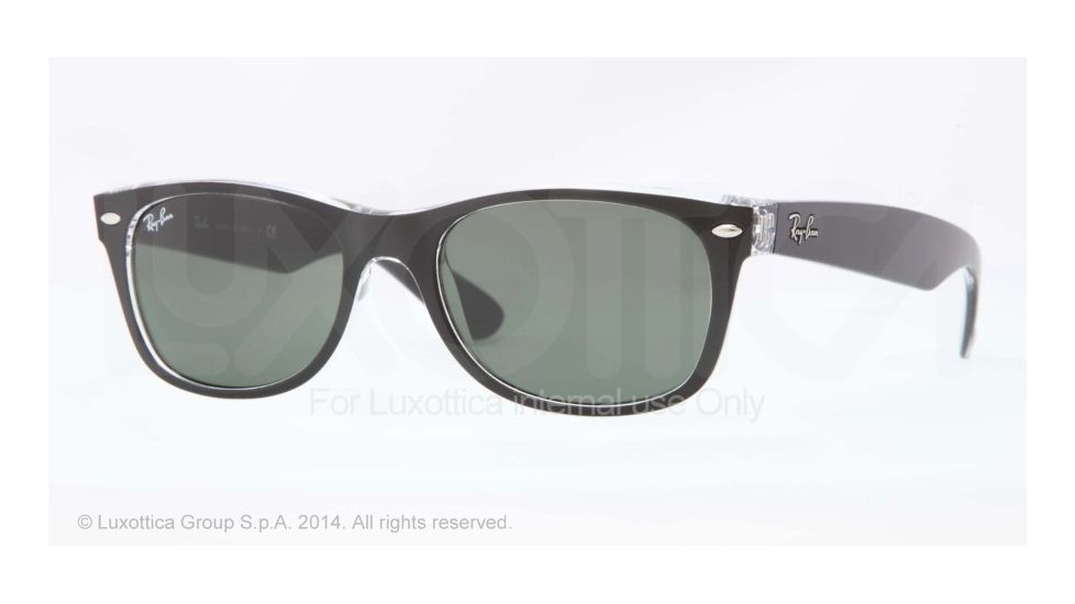 Ray-Ban New Wayfarer Bifocal Sunglasses RB2132 with Lined Bi-Focal Rx Prescription Lenses RB2132-6052-55 - Lens Diameter 55 mm, Frame Color Top Black On Trasparent