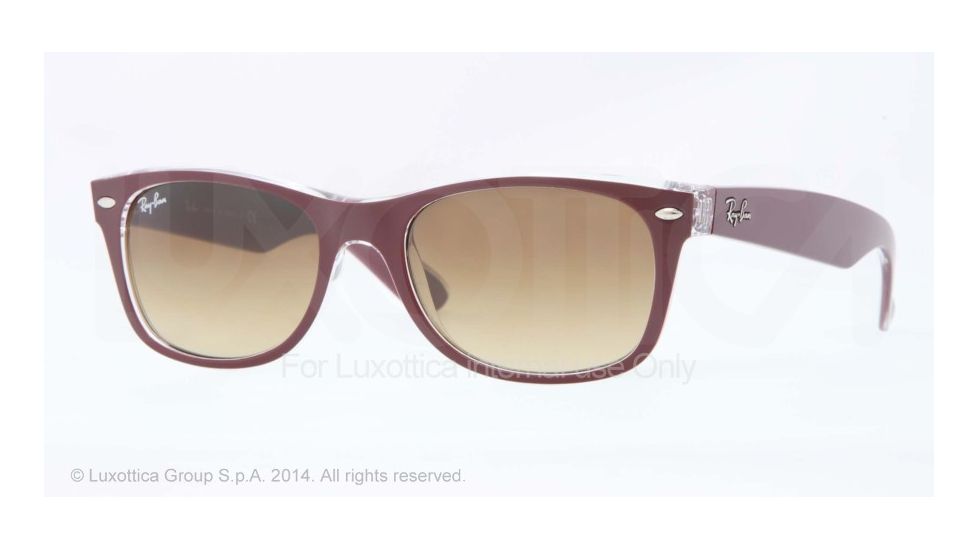 Ray-Ban New Wayfarer Bifocal Sunglasses RB2132 with Lined Bi-Focal Rx Prescription Lenses RB2132-605485-52 - Lens Diameter 52 mm, Frame Color Top Matte Bordo' On Trasparent