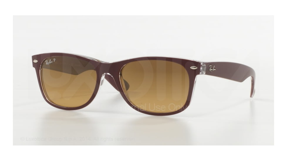 Ray-Ban New Wayfarer Bifocal Sunglasses RB2132 with Lined Bi-Focal Rx Prescription Lenses RB2132-6054M2-52 - Lens Diameter 52 mm, Frame Color Top Bordeaux On Trasparent