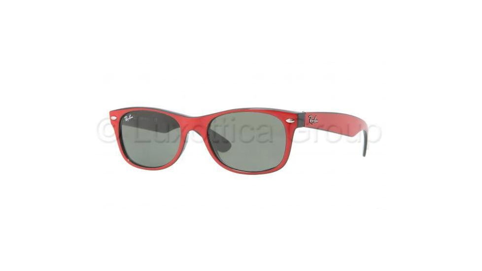 Ray-Ban New Wayfarer Bifocal Sunglasses RB2132 with Lined Bi-Focal Rx Prescription Lenses RB2132-769-5218 - Lens Diameter: 52 mm, Frame Color: Top Dark Red On Black