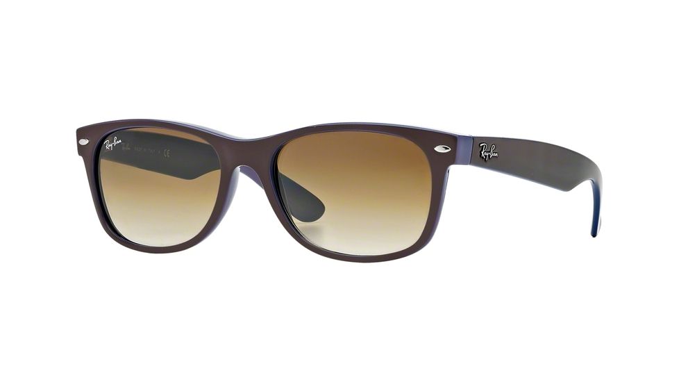 Ray-Ban New Wayfarer Bifocal Sunglasses RB2132 with Lined Bi-Focal Rx Prescription Lenses RB2132-874-51-5218 - Lens Diameter 52 mm, Frame Color Top Brown on Blue