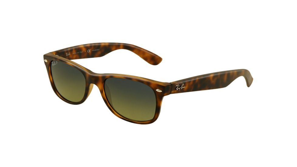 Ray-Ban New Wayfarer Sunglasses RB2132 894/76-5518 - Matte Havana Frame, Blue/Green Mirror Polarized Lenses