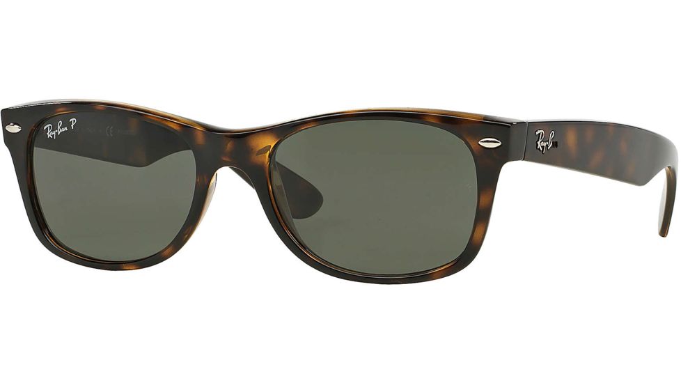 Ray-Ban New Wayfarer Sunglasses, 52mm, Tortoise Frm, Green Crystal Lens, Polrizd 902-58-5218