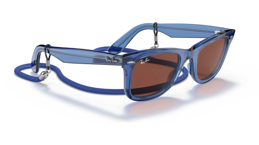 Ray-Ban Original Wayfarer RB2140 Sunglasses, Transparent Blue, Red Lenses, 50, RB2140-6587C5-50