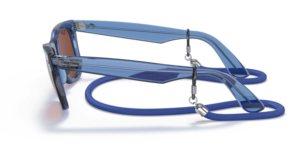 Ray-Ban Original Wayfarer RB2140 Sunglasses, Transparent Blue, Red Lenses, 50, RB2140-6587C5-50
