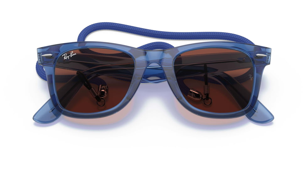 Ray-Ban Original Wayfarer RB2140 Sunglasses, Transparent Blue, Red Lenses, 50, RB2140-6587C5-50