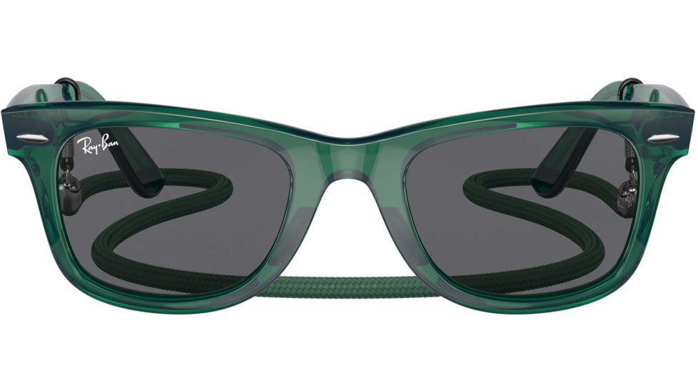 Ray-Ban Original Wayfarer RB2140 Sunglasses, Transparent Green, Dark Grey Lenses, 50, RB2140-6615B1-50