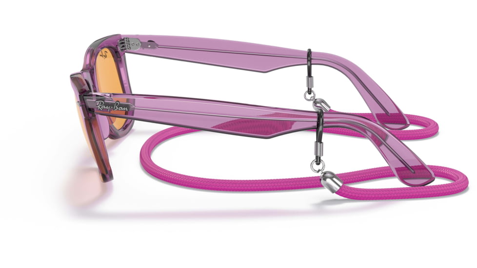 Ray-Ban Original Wayfarer RB2140 Sunglasses, Transparent Violet, Orange Lenses, 50, RB2140-661313-50