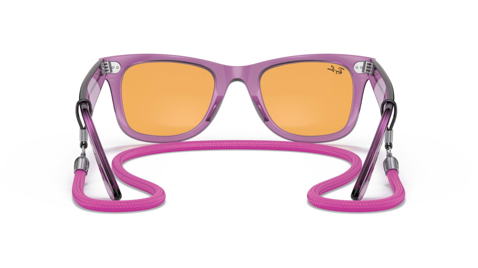 Ray-Ban Original Wayfarer RB2140 Sunglasses, Transparent Violet, Orange Lenses, 50, RB2140-661313-50