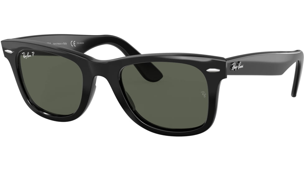 Ray-Ban Original Wayfarer RB2140F Sunglasses, Black Frame, G-15 Green Lens, 54, RB2140F-901-58-54