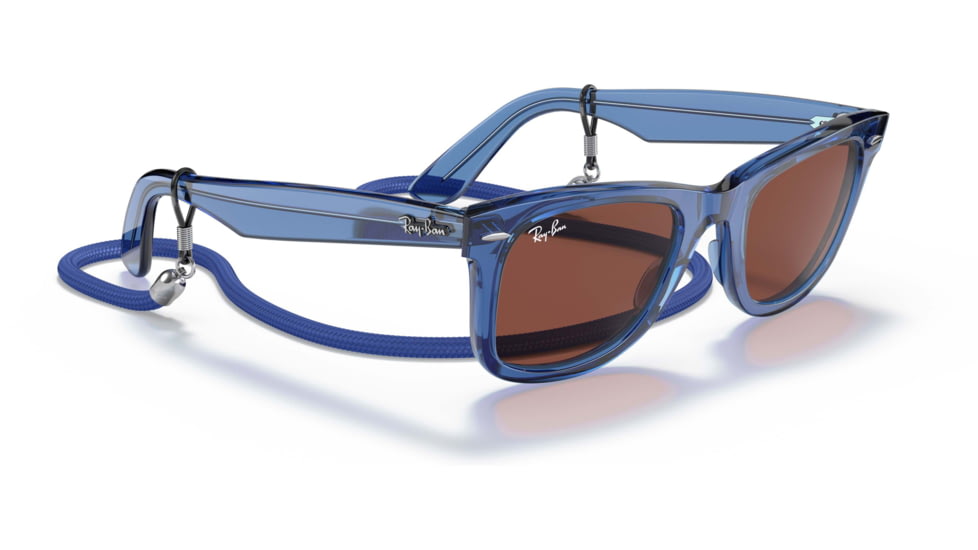 Ray-Ban Original Wayfarer RB2140F Sunglasses, Transparent Blue, Red Lenses, 52, RB2140F-6587C5-52